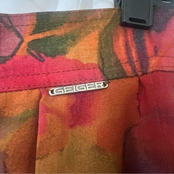 Vintage 90s Geiger Wide Leg Floral Wool Culottes Gaucho Pants Sz Small - Picture 2 of 10